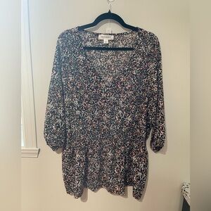 Addition Elle Black and White Relaxed Tunic Blouse